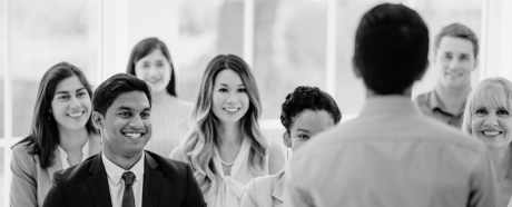 leader talking to people