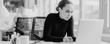 woman using computer
